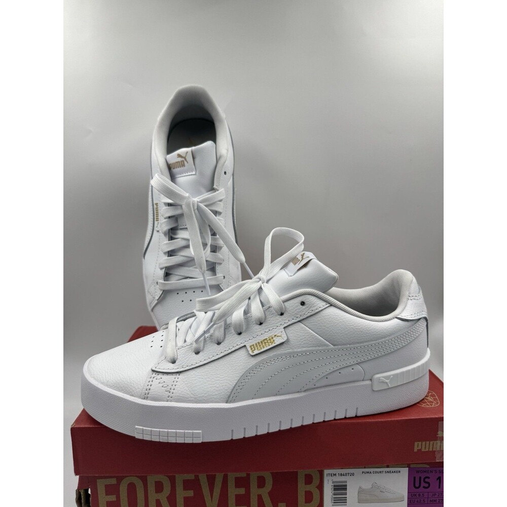 PUMA Court Sneaker, White, Women's Casual Low Top Leather Shoes Size 11